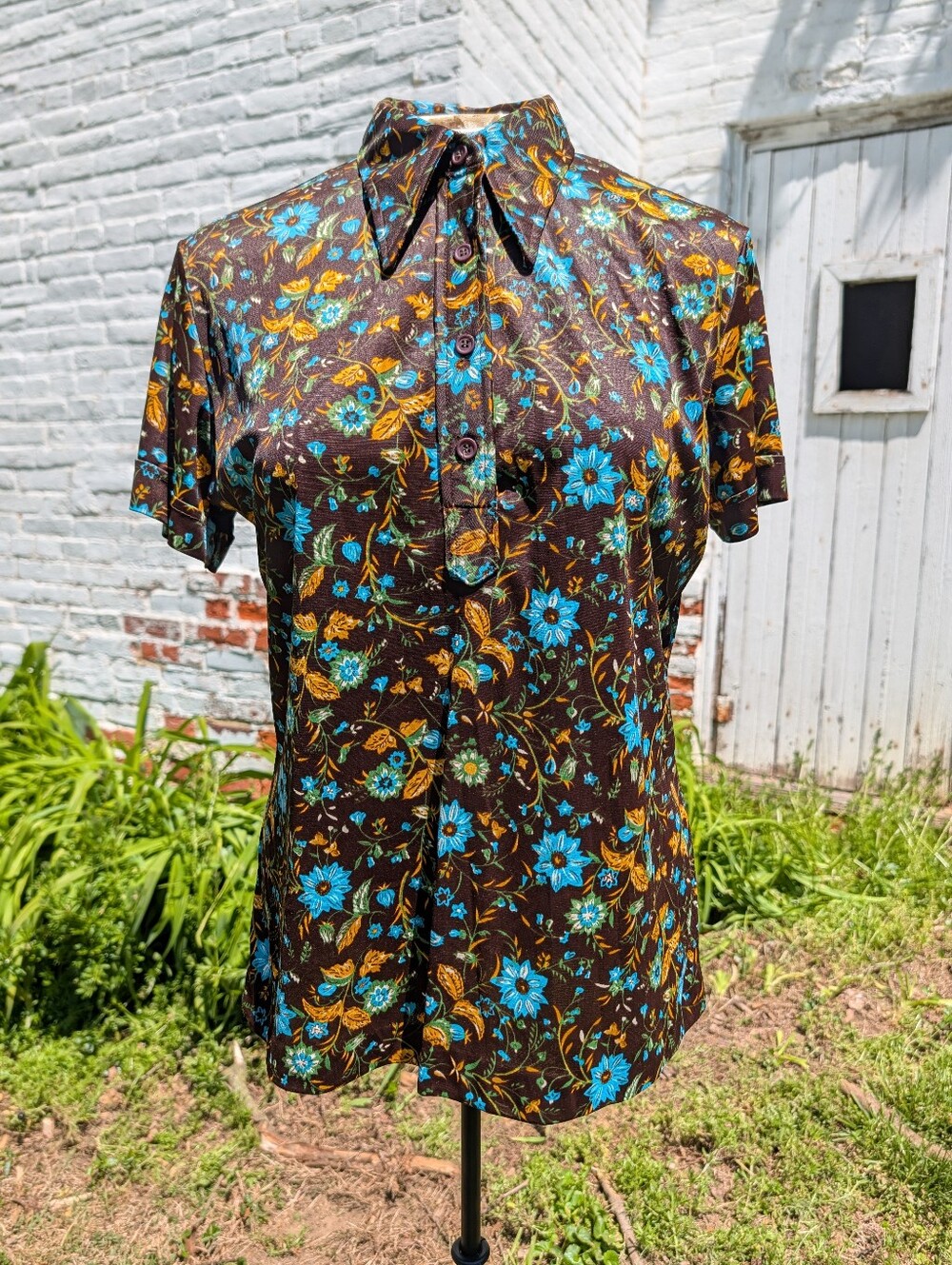 70s Floral Popover Top